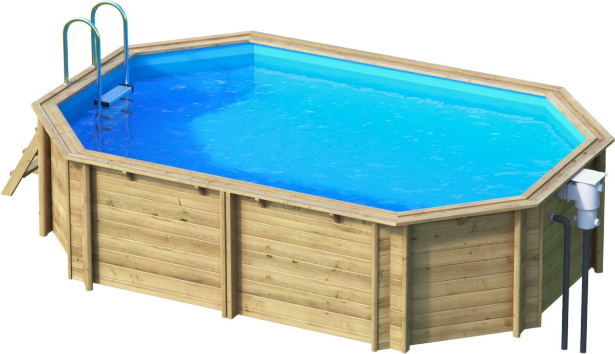 Holzpool Tropic Octo+ 510, 459 x 309 x 120 cm, Komplettset