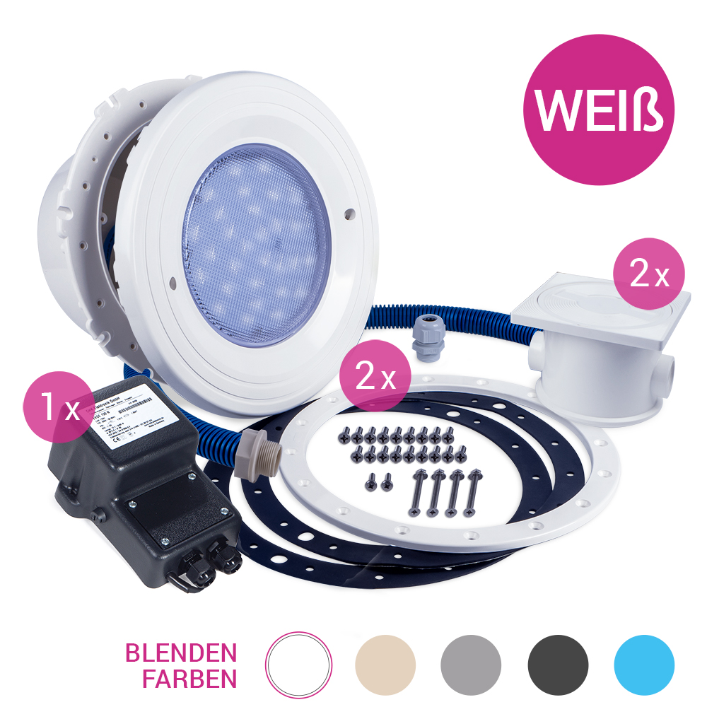 Pool Licht Premium, 2er Set, LED-weiß,12V, BWT, weiß