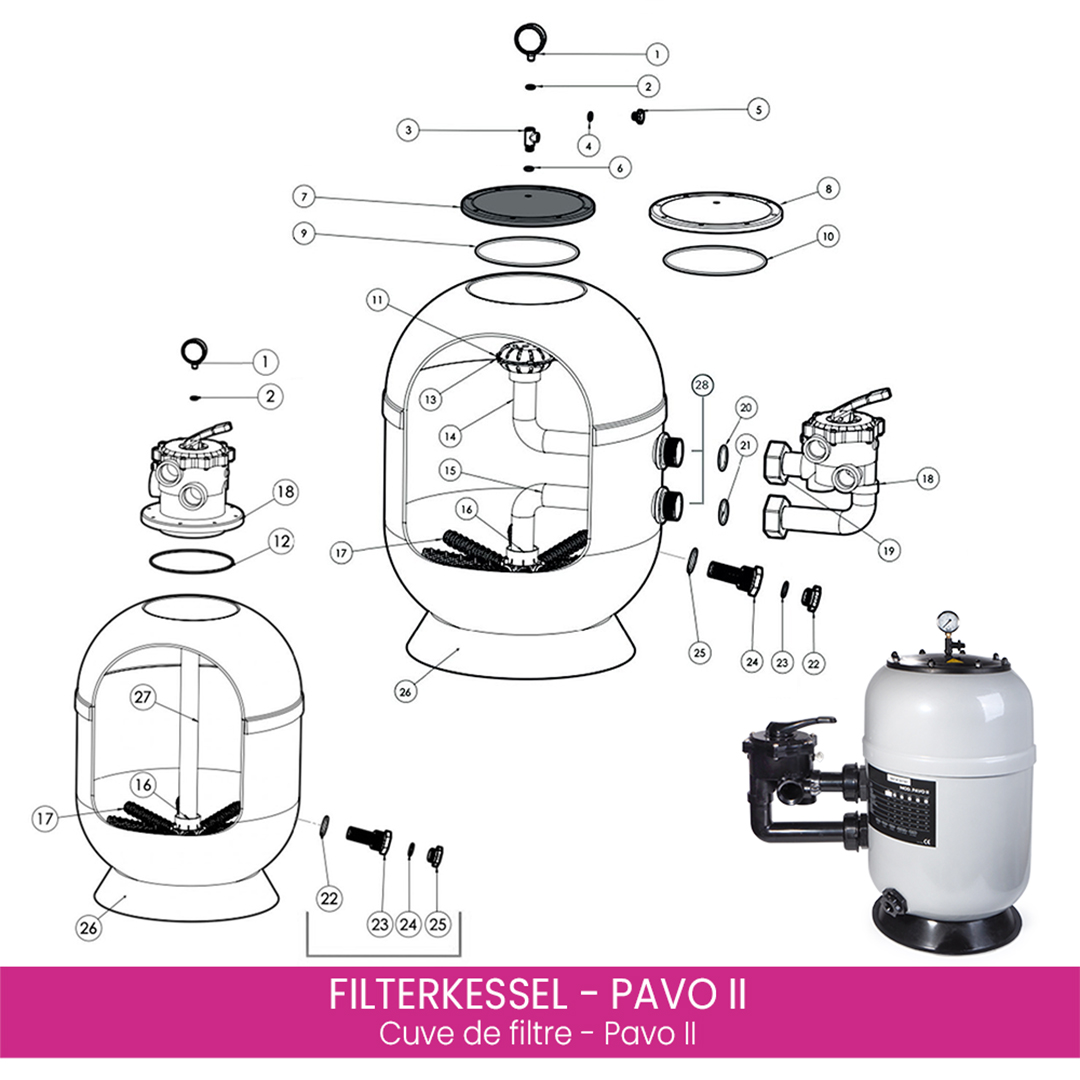 Mittelstück für Filterarme zu Filterkessel Pavo II Skizze