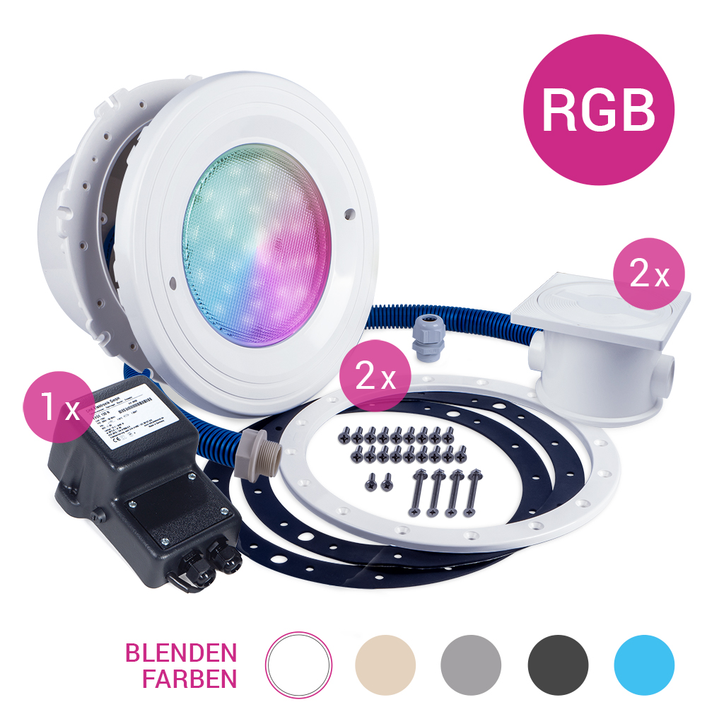 Pool Licht Premium, 2er Set,  LED-RGB, 12V, BWT - weiß