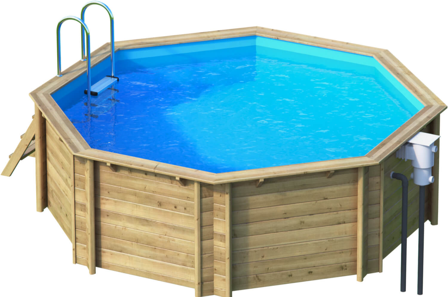 Holzpool Tropic Octo 414, Ø 379 x 120 cm, Komplettset