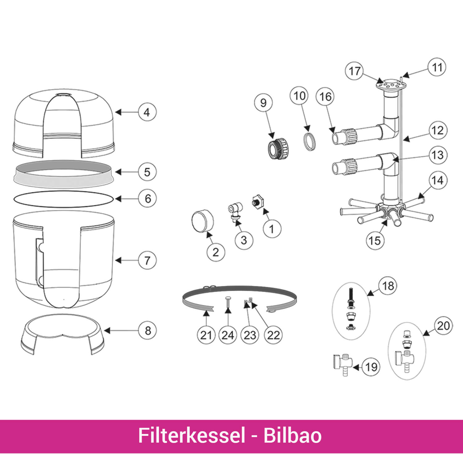 Filter-Außenverschraubung 6/4" mit O-Ring für Filterkessel Bilbao