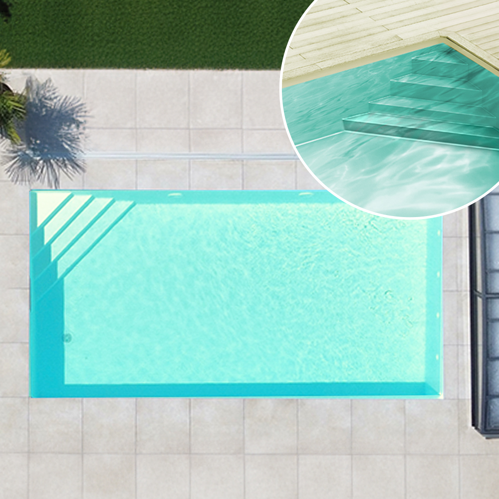 Styroporpool Ecktreppe rechts beige