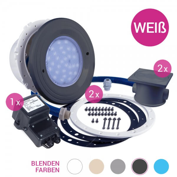 Pool Licht Premium, 2er Set, LED-weiß,12V, BWT, dunkelgrau